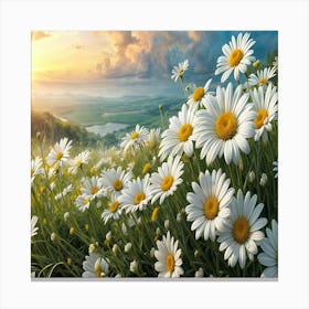 Daisies At Sunset Canvas Print