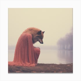 Wolf In Pink Dress Canvas Print