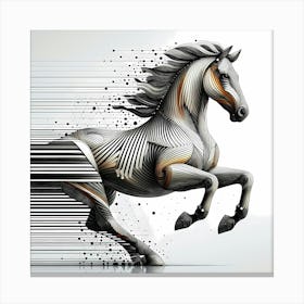 Horse Run - Abstract Line Art Illustration 175 Canvas Print