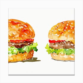 Watercolor Burgers 1 Canvas Print