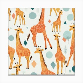 Cute Geometric Giraffe Pattern 2 Art Print 2 Canvas Print