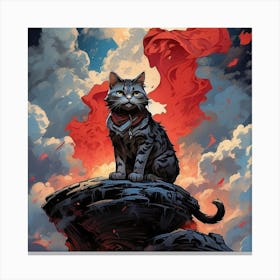 Cat On A Rock Canvas Print