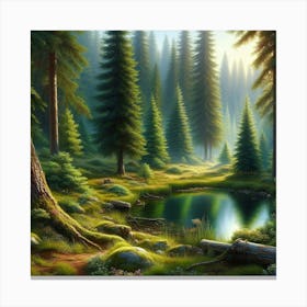 Lake In The Forest 5 Canvas Print