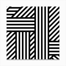 Black Geometric Lines B Square Canvas Print