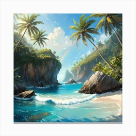 Tropical Beach Painting Canvas Print