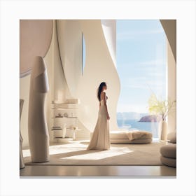 Woman In A White Dress Canvas Print