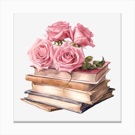 Roses On Books 4 Canvas Print