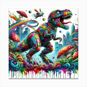 Psychedelic Dinosaur 5 Canvas Print