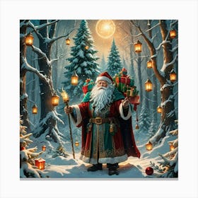 Santa Claus In The Forest Canvas Print