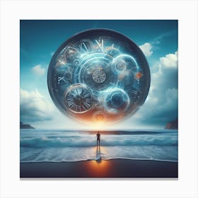 Clockwork Man On The Beach Canvas Print