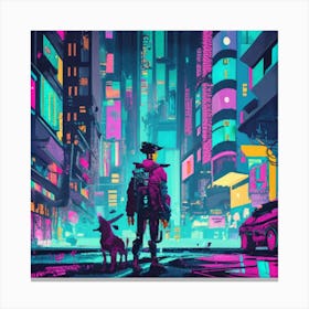 Pixel Art Cyberpunk Poster Canvas Print