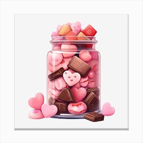 Valentine'S Day Candy Jar 6 Canvas Print