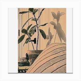 Shadows Of A Plant Print Canvas Print
