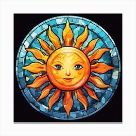 Mosaic Sun A Sun Created From A Mosaic Of Small Tiles 29 Canvas Print