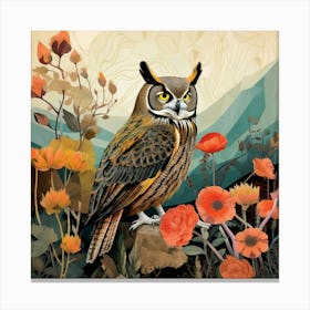 Bird In Nature Great Horned Owl 3 Canvas Print