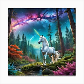 Unicorn In The Forest Canvas Print