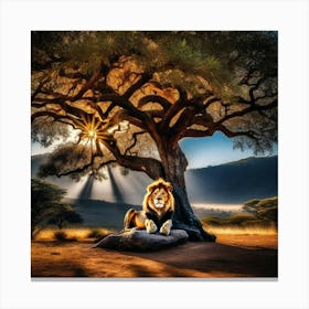 Lion Under The Tree 29 Canvas Print