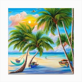 Palm Trees On The Beach 8 Canvas Print