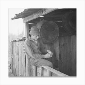 Son Of William Shanard, Cut Over Farmer, Near Silk Lake, Michigan, Rolling A Cigarette By Russell Lee Canvas Print