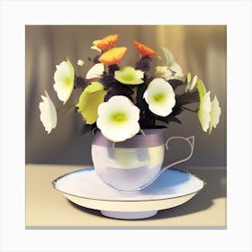 Flowers In A Teacup Canvas Print