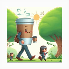 Cartoon Coffee Cup Canvas Print