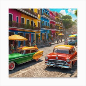 Classic Cars In Cuba Canvas Print