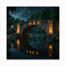 Stone Bridge At Night Canvas Print