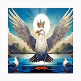 Seagull With Crown Canvas Print