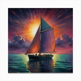 Sailboat At Sunset Canvas Print