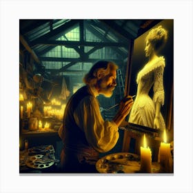 Painting By Candlelight Canvas Print