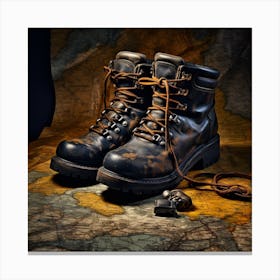 Boots On A Map Canvas Print