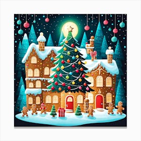 Christmas Village, Rein deer, Christmas Tree art, Christmas Tree, Christmas vector art, Vector Art, Christmas art, Christmas, cookies  Canvas Print
