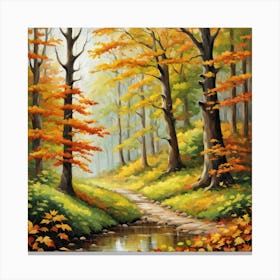 Forest In Autumn In Minimalist Style Square Composition 323 Canvas Print