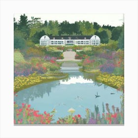 Coastal Maine Botanical Gardens USA Illustration Art Print Garden In Bloom Canvas Print