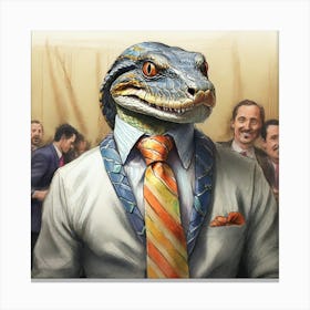 Crocodile In Suit Canvas Print