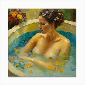 Nude Woman In A Bath Canvas Print