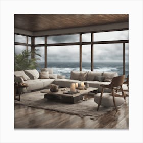 Living Room With Ocean View Canvas Print