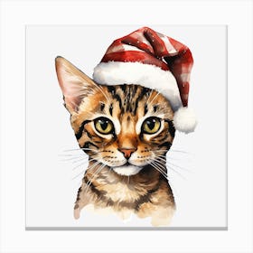 Bengal Cat In Santa Hat Canvas Print