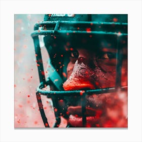 Closeup of American Football Player Helmet Canvas Print