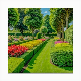 Garden With Colorful Flowers Canvas Print