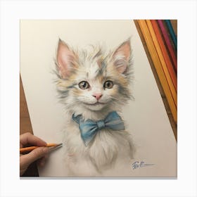 Cute Kitten In A Bow Tie Canvas Print