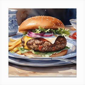 Hamburger And Fries 34 Canvas Print