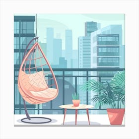 Balcony With Hanging Chair 1 Canvas Print