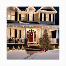 House Decorated For Christmas Canvas Print