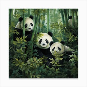 Panda Bears In The Forest Canvas Print