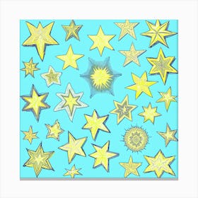 Yellow Stars On Blue Background Canvas Print