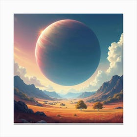 Titan S Shadow Looming Over A Vibrant Watercolor Landscape 1 Canvas Print