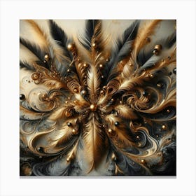 Gold And Black Feathers Canvas Print