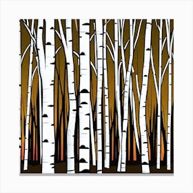 Birch Trees At Sunset 1 Canvas Print