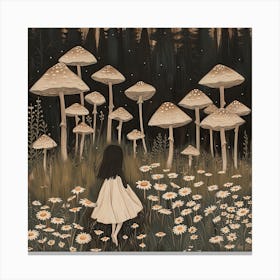 Wild Mushrooms Fairycore Painting 1 Canvas Print